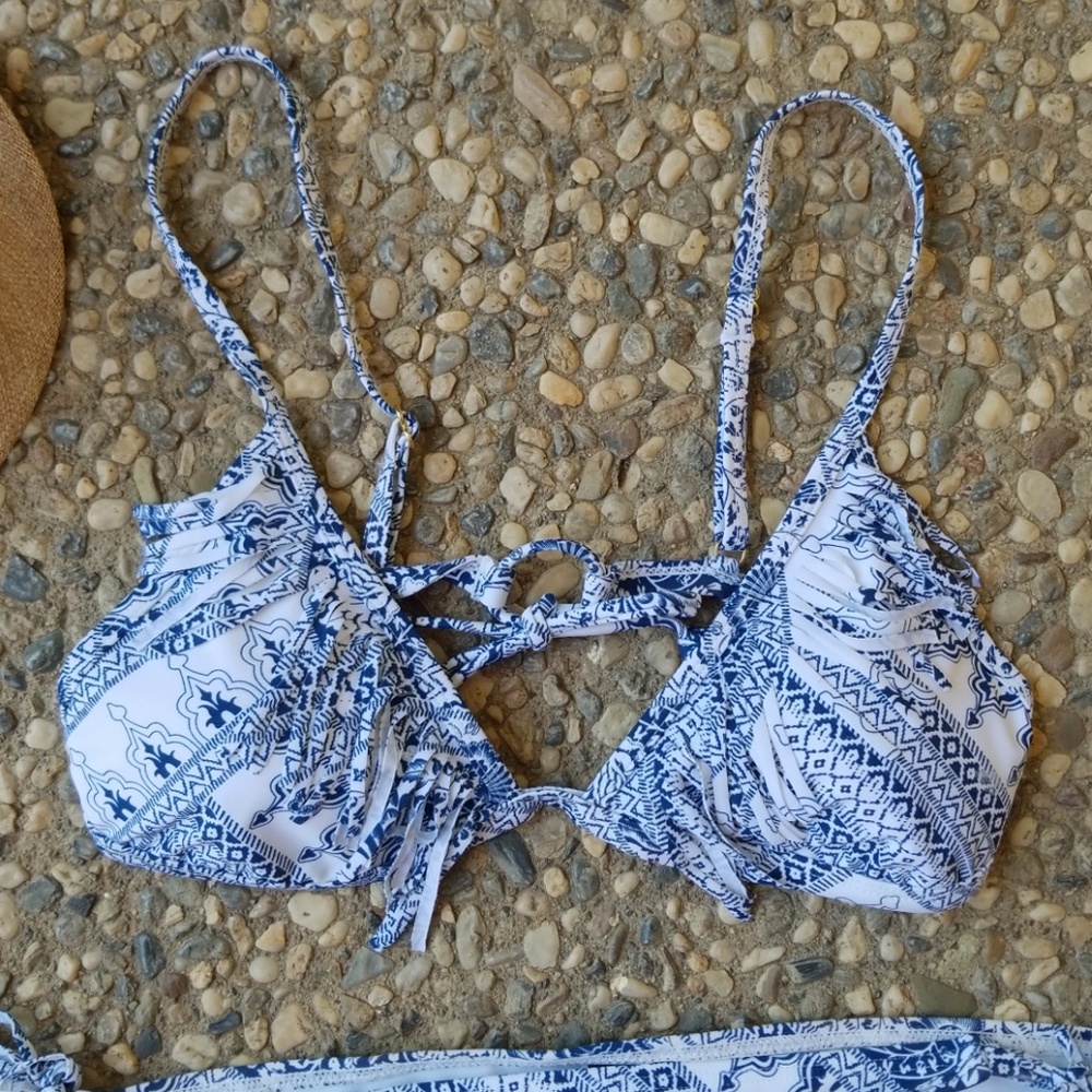 Ninety Six Degrees Blue and White Fringe Bikini - Picture 5 of 8